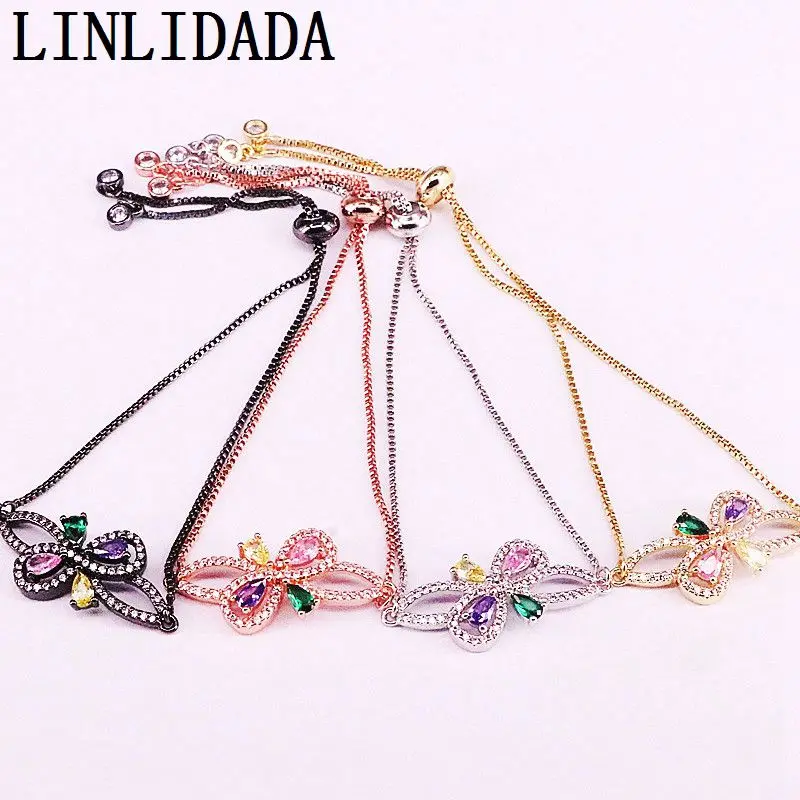 8 шт. Новое поступление Мода Радуга CZ цирконий Звено Цепи Регулируемый браслет для женщин