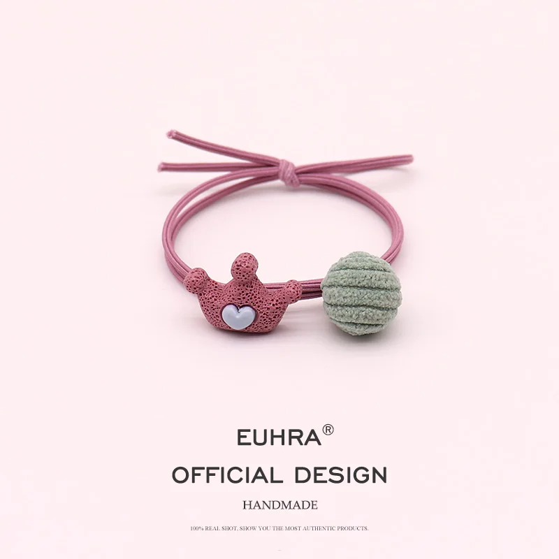 EUHRA, 5 цветов, Императорская корона, вельветовый шарик, эластичный браслет, резинки для волос для женщин и девочек, резинка для волос, Детские аксессуары для волос