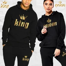 

2021 Newest Printed Long Sleeve Hoodies Set Printed Queen King Couple Sweatshirt Plus Size Hoodies Trend Couple Hoodie Set S-4xl
