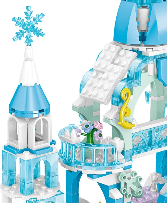 Najtaniej Nowy QL1143 romantyczny zamek księżniczki zestaw klocków dziewczyna zabawki lód i śnieg dzieci montaż cegły przyjaciel serii prezenty