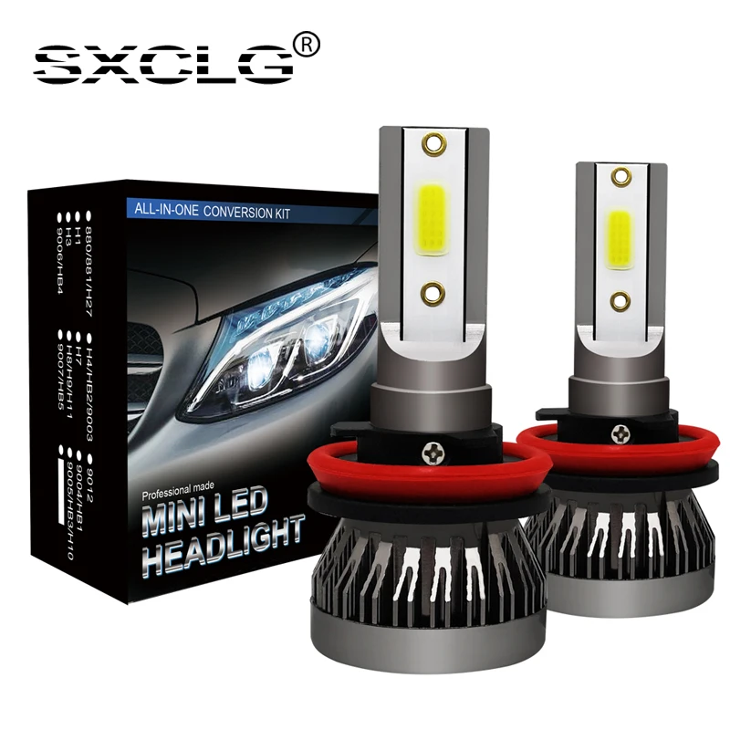 SXCLG Мини светодиодный ные Автомобильные фары светодиодсветодиодный лампы H4 H7 H11