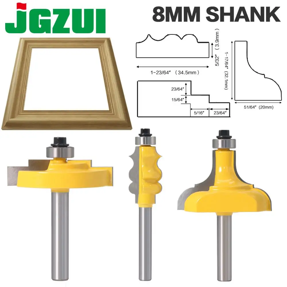  1PC 8mm Shank Picture Frame / Molding Router Bit - Large Trimming Wood Milling Cutter for Woodwork 