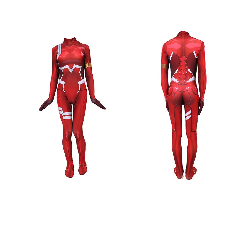 Сексуальные аниме костюмы Дарлинг ин франккс 02 ноль два Косплей костюмы комбинезон облегающие Колготки 3D печать зентай боди+ парик