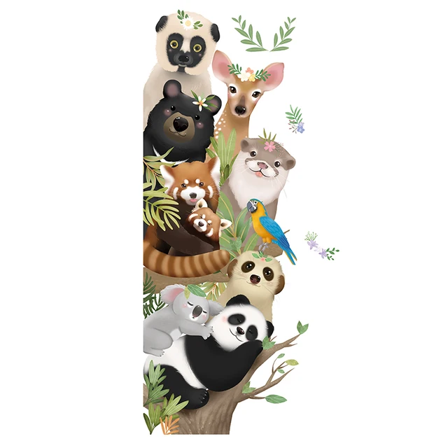 Panda Jerapah Koala Hewan Gambar Kartun Stiker Dinding Untuk Ruang Tamu Kamar Kamar Anak Stiker Diy Wallpaper Pvc Perekat Diri Wall Stickers Aliexpress