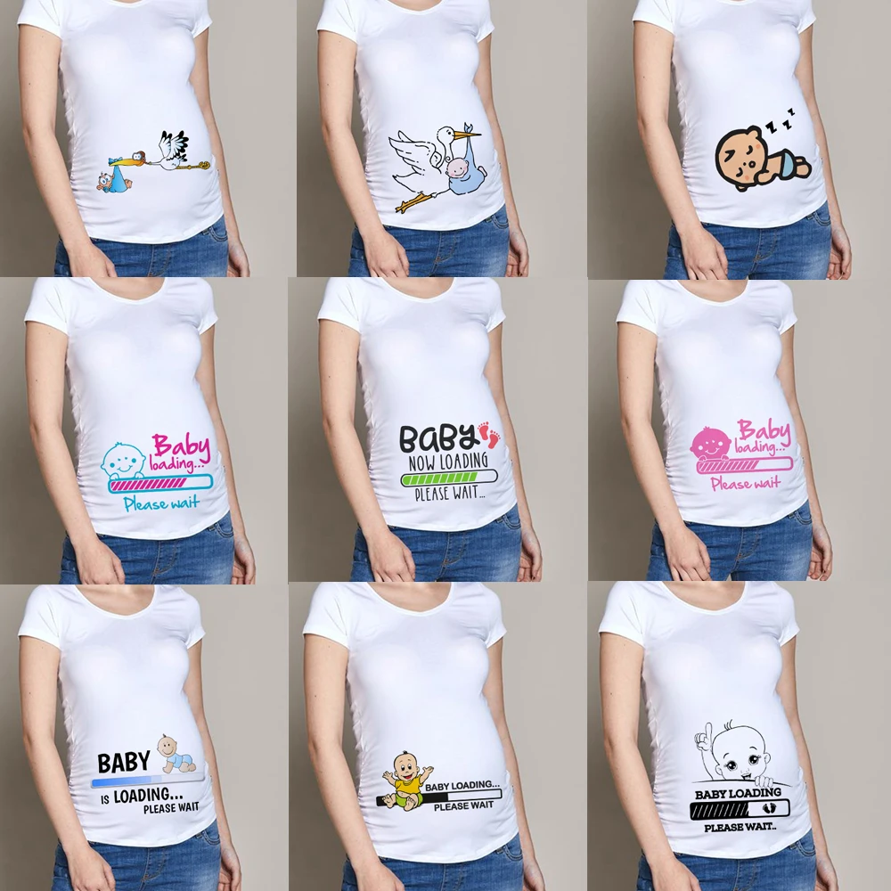 T-Shirt Tee Maternity-Clothes Pregnancy-Announcement Baby Summer Print New