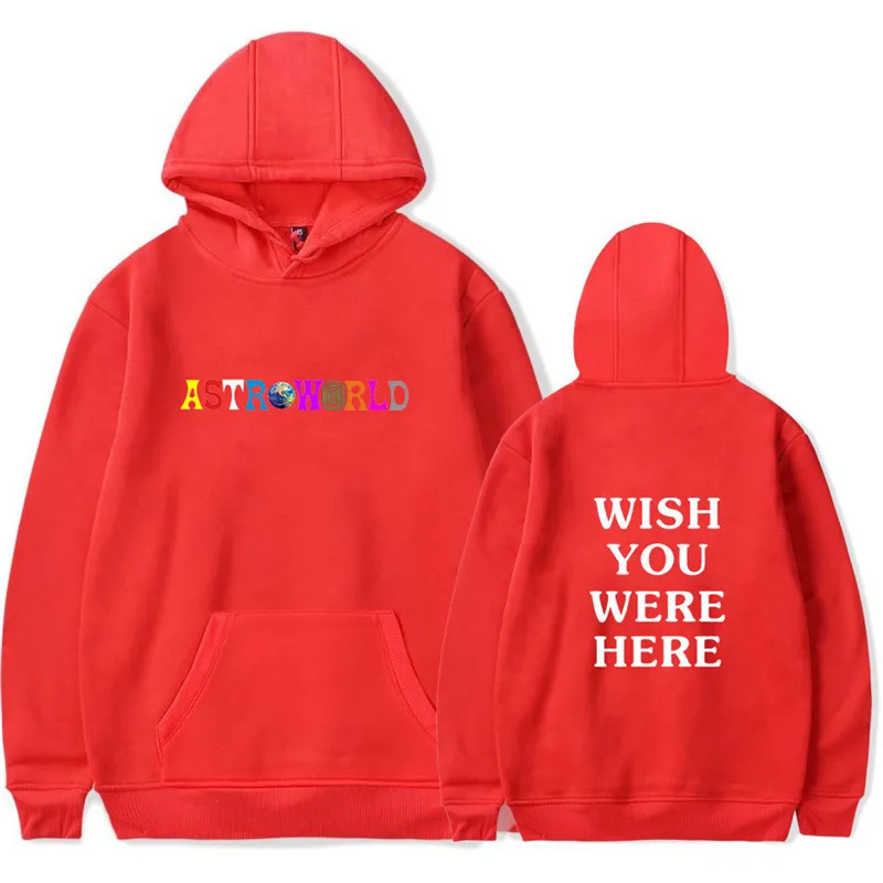 С изображением Трэвиса Скотта ASTROWORLD WISH YOU WAS HERE Hoodies модная толстовка с текстовым принтом в уличном стиле мужской пуловер Толстовка - Цвет: red 8906