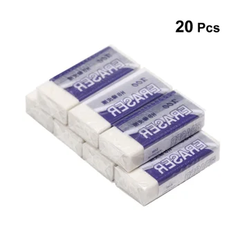

20-Piece Practical White Soft Durable 2B HB Student Pencil Drawing Eraser School Supplies Stationery