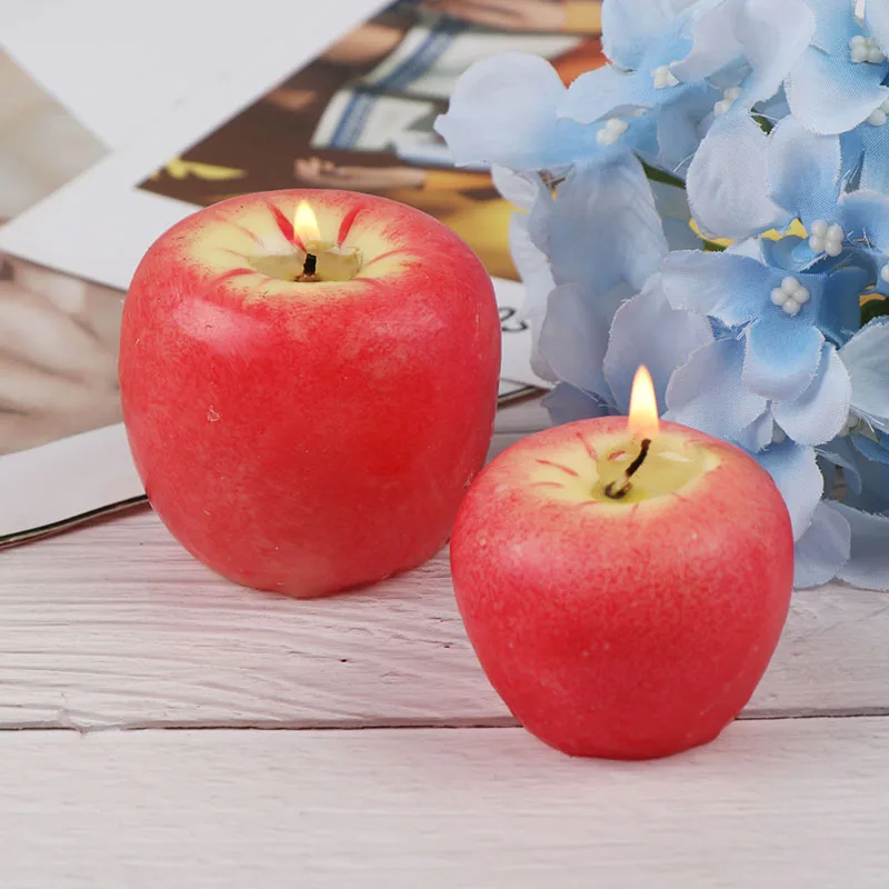 Christmas Eve Creative Gift Fruit Candles Christmas Simulation Artificial Apple Shape Candles Wedding Party Decoartion Supplies