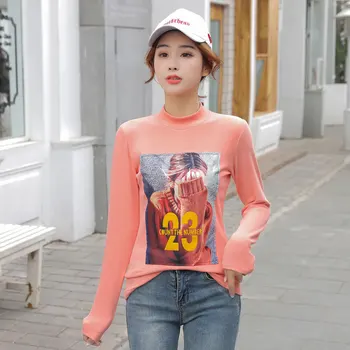 

Sequins Colorblock Insert Casual Blouse Gray Women Round Neck Long Sleeve Autumn Blouse