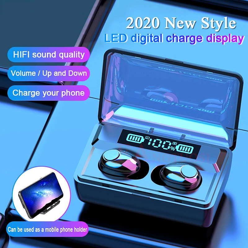 

Wireless Headphone TWS Bluetooth 5.0 Stereo Headset Sport Earphone 2200mAh Charging Box Microphone Waterproof Headsets Earbuds