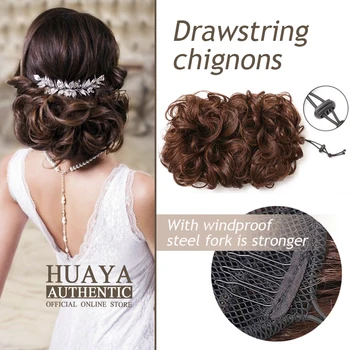 

HUAYA Synthetic Short Curly Chignon Hair Bun With With Elastic Rubber Band Drawstring Bridal Hair Accessories Extension Hair
