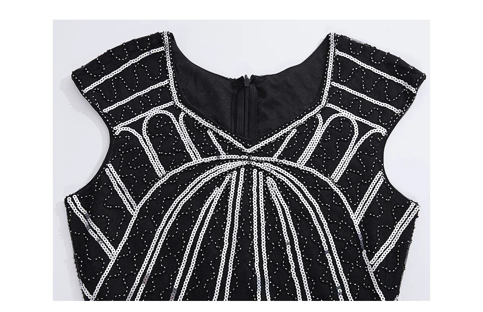 Women 1920s Gastby Sequin Art Nouveau Embellished Fringed Flapper Dress (4)