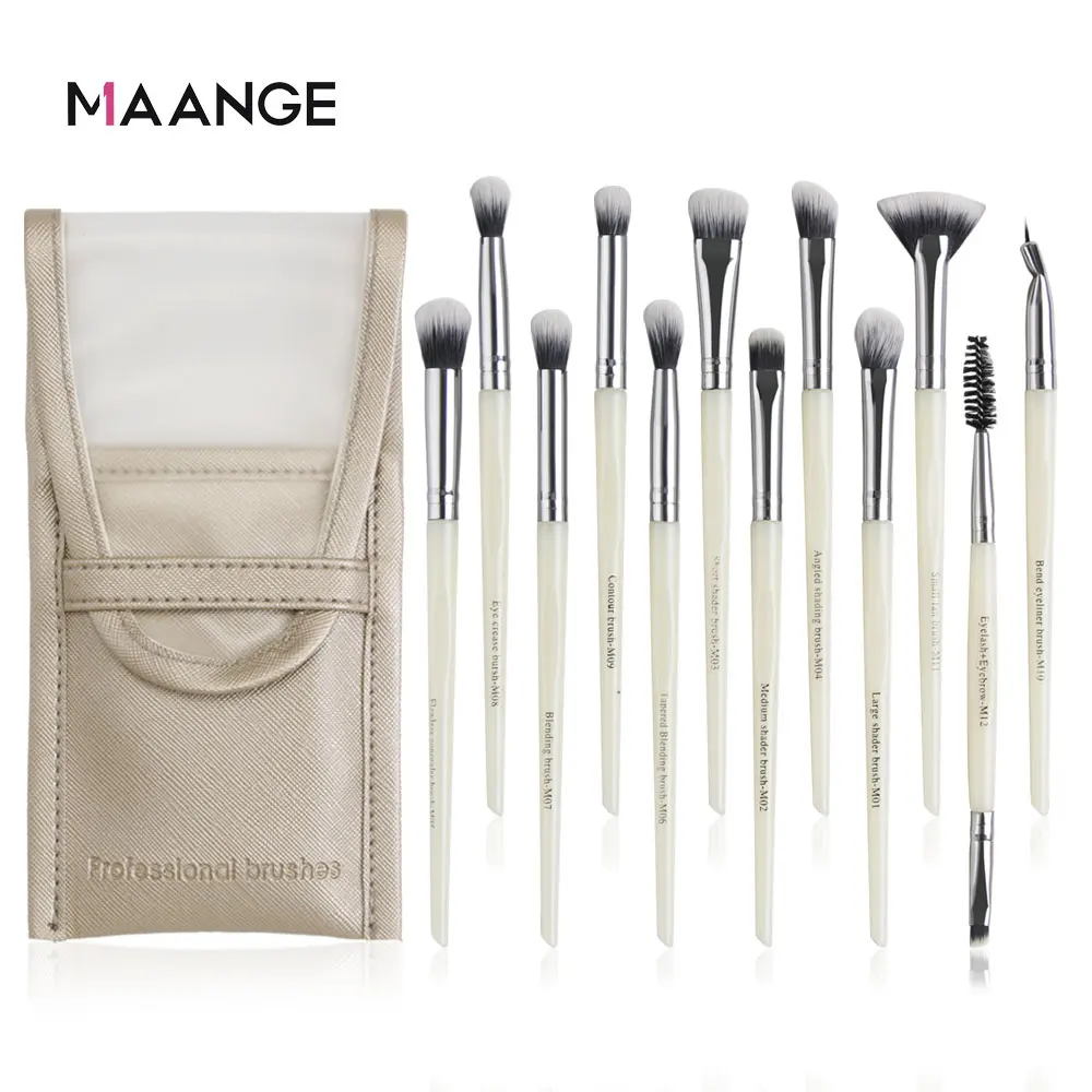 12pcs with bag-B Кисти для макияжа 12 шт./лот набор кистей с чехол для теней для век Смешивание Подводка для глаз ресницы кисти для макияжа бровей профессиональный инструмент кистей - Handle Color: 12pcs with bag-B