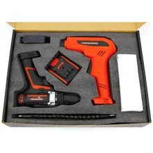 Mosk 12v sem escova furadeira elétrica sem fio chave de fenda li ion bateria mini furadeira elétrica 5pcs bit bateria de lítio íon