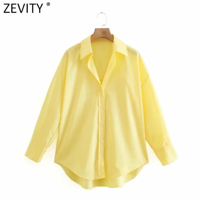 Zevity New Women Simply Candy COlor Single Breasted Poplin Shirts Office Lady Long Sleeve Blouse Roupas Chic Chemise Tops LS9114 3