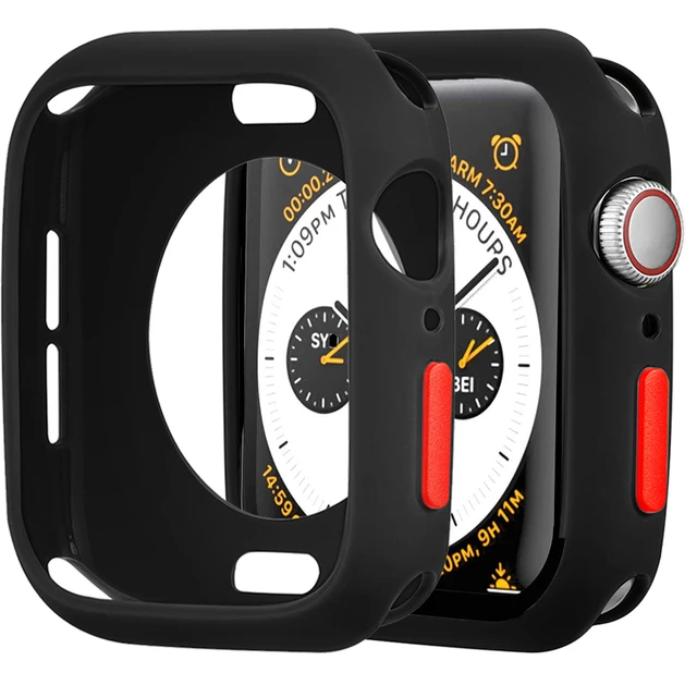 Candy Soft Silicone Case for Apple Watch 6 SE 5 4 3 2 1 42MM 38MM Cover Protection Shell for iWatch 4 5 6 3 2 40MM 44MM  Bumper black red