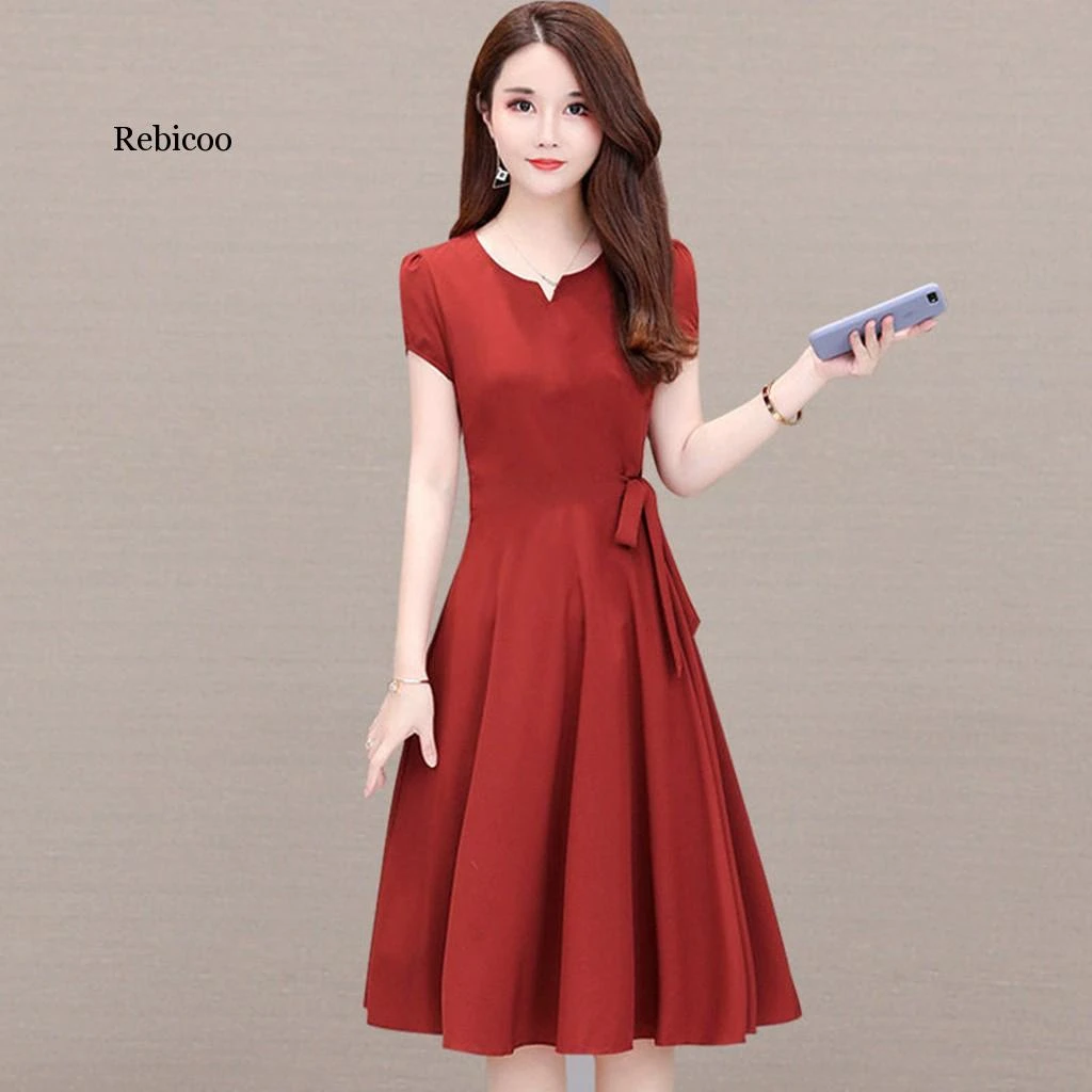 Asian Style Women Dresses Girls Solid ...