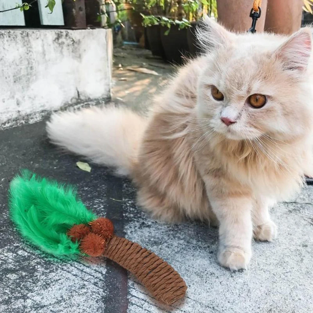 Питомец Котенок Перо кокосовое дерево форма молярная укуса устойчивая игрушка для игры