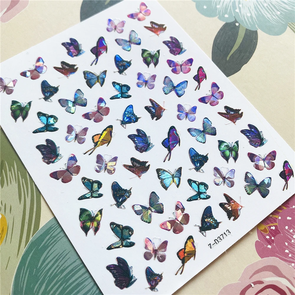 Z-D3702 Z-D3706 Colorful butterfly 3D Back glue Nail decal Nail sticker Nail decoration Nail art Nail ornament