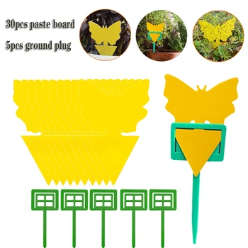 

1 set Double Sided Glue Insect Sticky Board Pest Repellent Board Bug Fly Gnat Trap Hooks Digging Tool for Plant Pot new