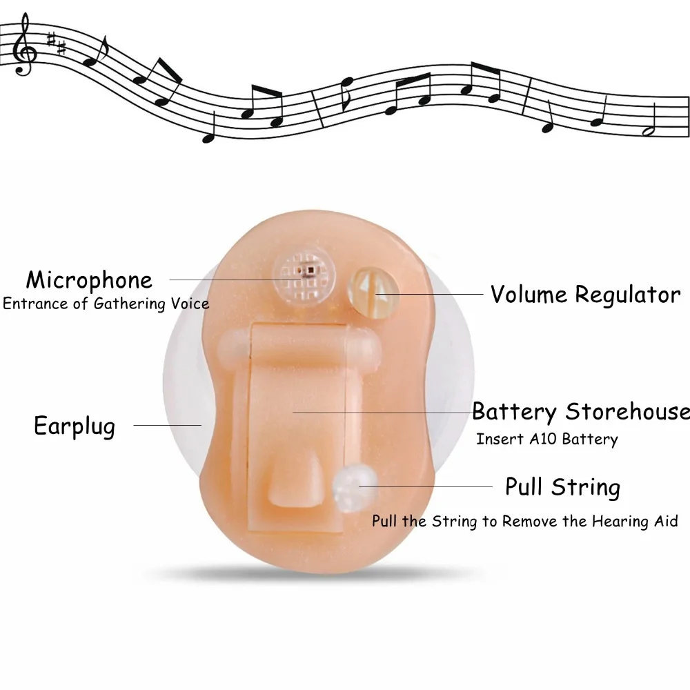 Billig Mini unsichtbare CIC Hörgerät Digitale Hörgeräte Für Die Ältere Mit A10 Batterie Kostenloser DropShip In Die Ohr Sound verstärker