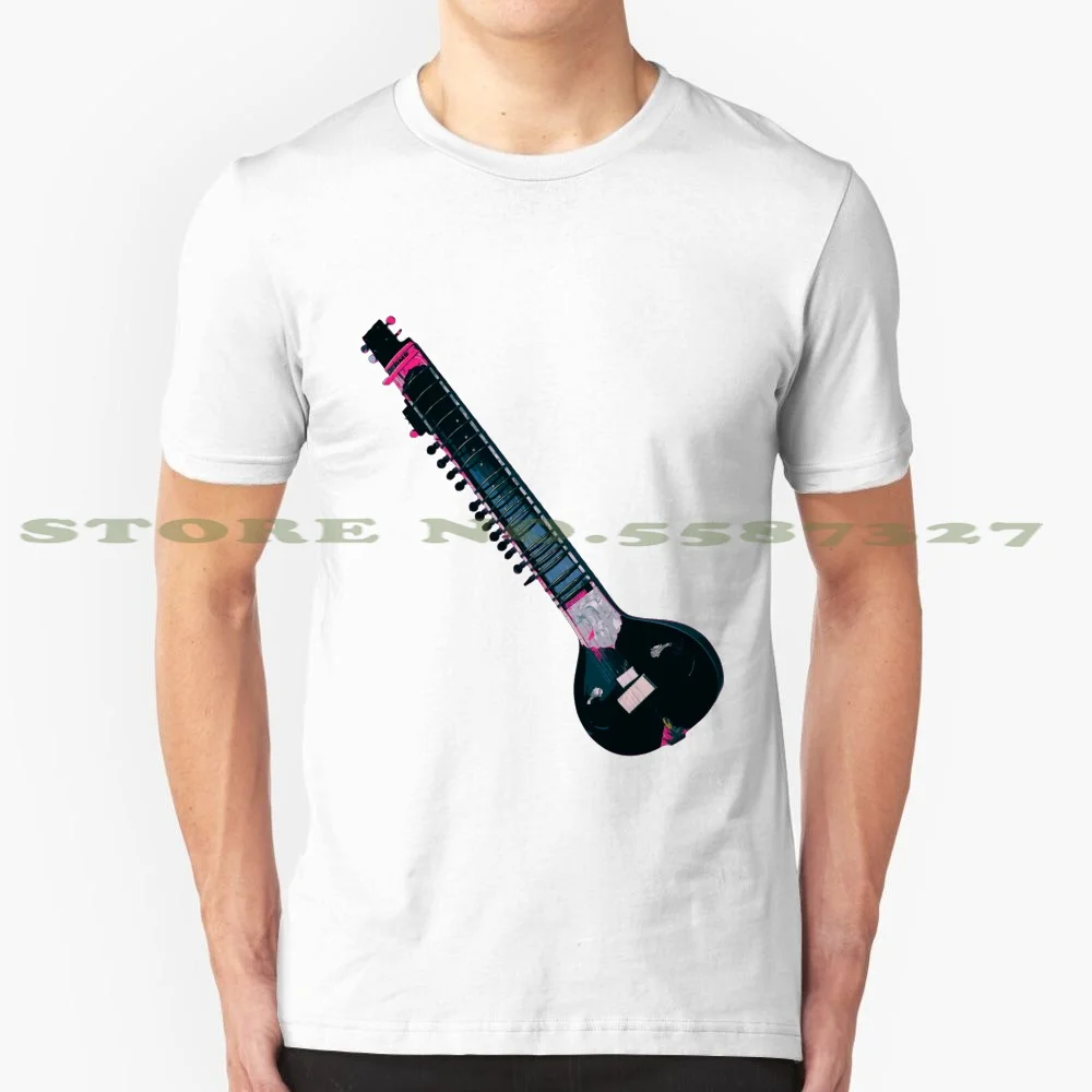 Sitar Fashion Vintage Tshirt Magliette Sitar Chitarra Strumento Musica Indiana Classica String Song Musical