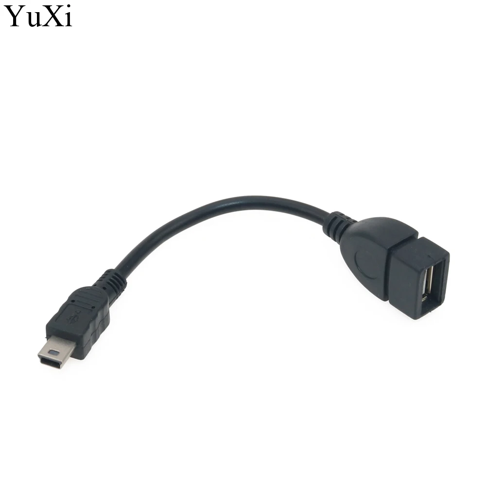 YuXi Черный Новый 5-контактный мини USB штекер-USB 2 0 Тип A Разъем хост-адаптер OTG кабель