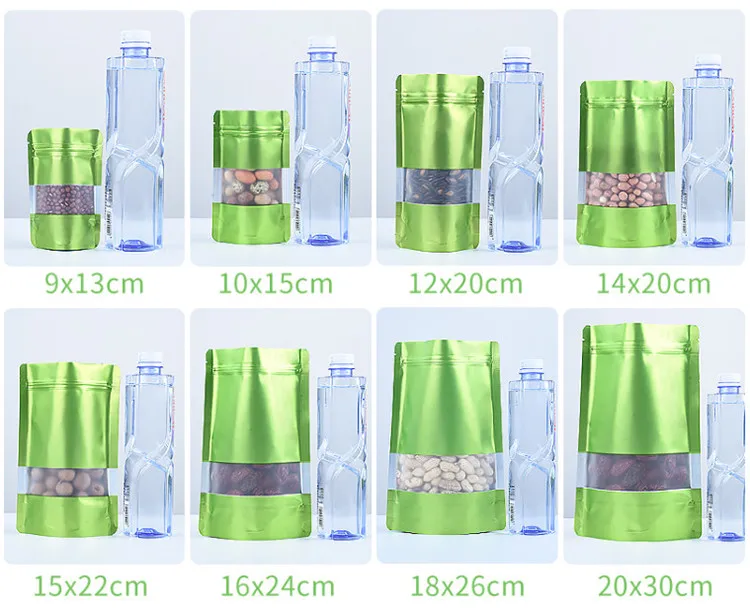 100 шт. стоьте вверх матовый зеленый Алюминий Фольга окна мешки замка застежка