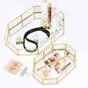 Golden Mirror Tray Cosmetic Container Jewelry Organizer Case Bathroom Storage Lipstick Necklace Desktop pantry organizer cake 1