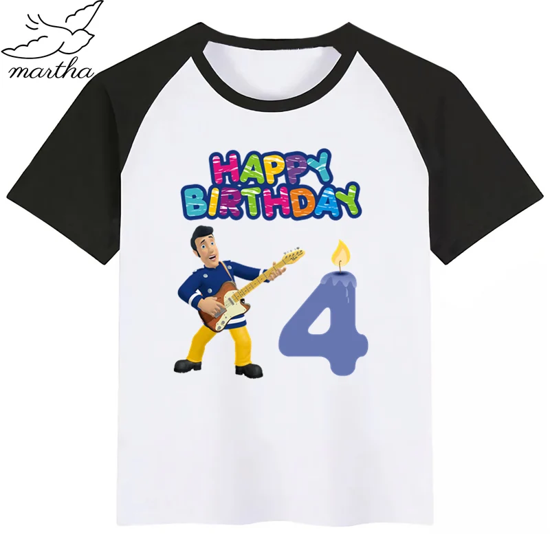 Одежда для детей с надписью «Happy Birthday Number», «Fireman Sam DIYKids»; футболка для девочек; подарок на день рождения; одежда для детей; футболки для мальчиков; футболки для малышей