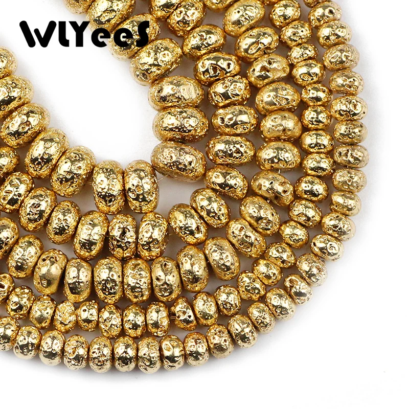 WLYeeS натуральные каменные бусы сделай сам покрытие 14 золота из вулканической лавы