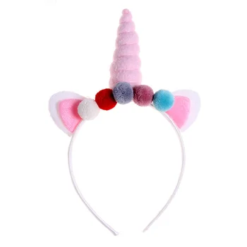 

DUOJIAOYAN Colorful Ball Decoration Hairband New Fashion Plush Children Headwear Hair Accessories Girls Party Unicorn Headband