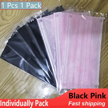 

5-100 PCS Individual Package Pink Mask Disposable 3 layer Protective Face Mask Anti Dust Mask flu Black masks Mouth girl Masque