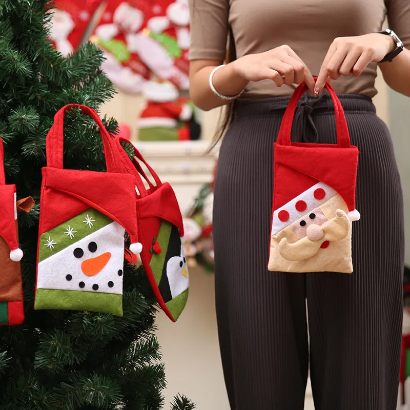 Christmas gift bag flannelette tote children's gift candy bag Santa snowman Christmas tree decorations 2020 party supplies