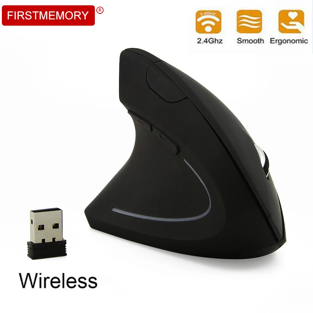 

Wireless Ergonomic Mouse Gaming Computer Mause Vertical Optical 6 Button Left Hand Mice With USB Receiver For Laptop PC Desktop