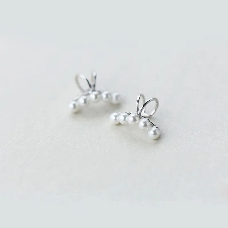 Silver clip earring 1 пара, 5 шт., жемчужные серьги в виде ракушки, Модные клипсы, 925 пробы, серебряные, золотые/серебряные серьги, не удерживающие уши, не пирсинг, клипсы для ушей - Окраска металла: Silver clip earring