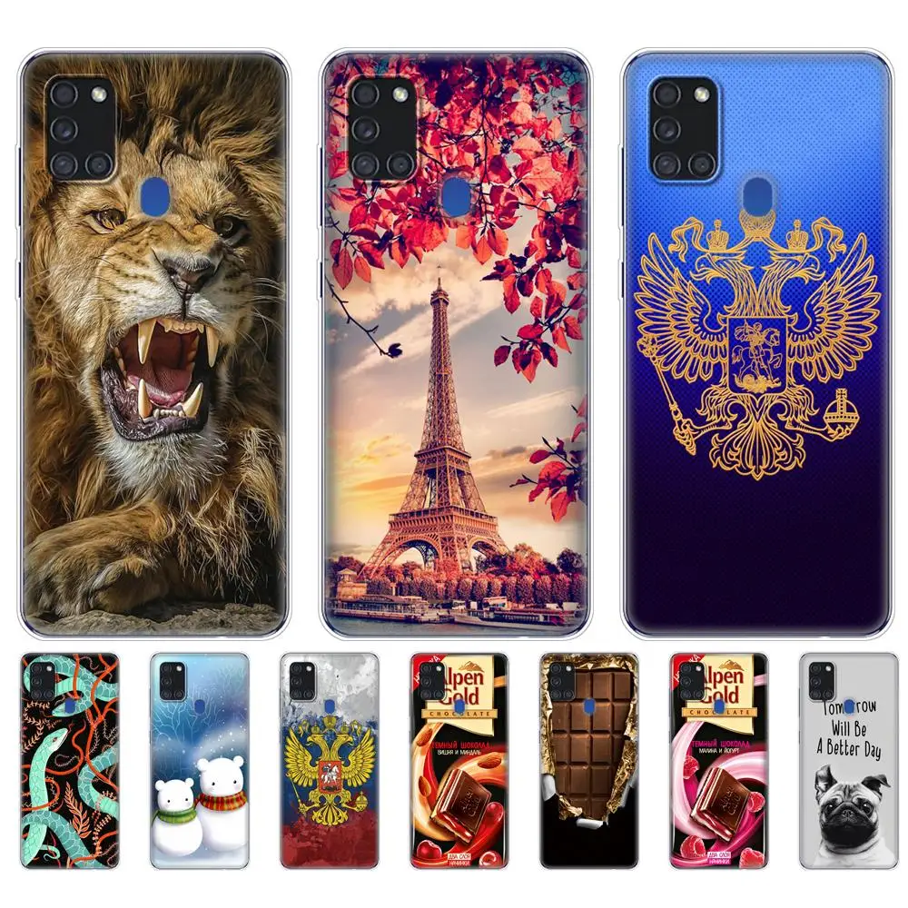 For Samsung A21S Case 6.5" Soft Silicon Tpu Back Phone Cover For