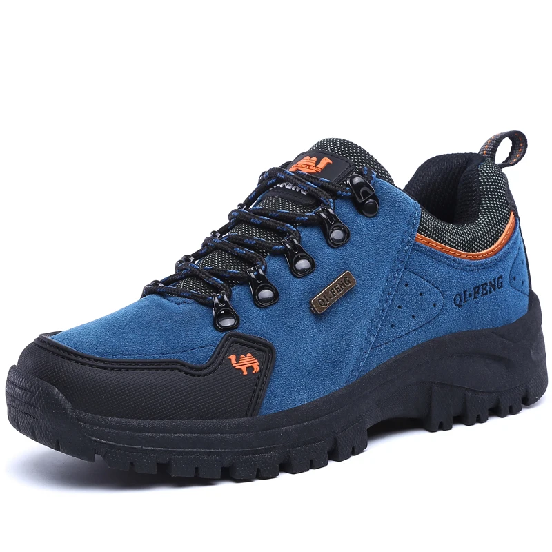 AQLOAC/мужские треккинговые ботинки; женские водонепроницаемые треккинговые ботинки; дышащие спортивные ботинки для альпинизма; Прогулочные кроссовки для мужчин - Цвет: Синий