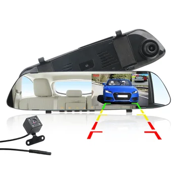 

Dual Channel Rearview Mirror Recorder Reversing Image IPS Screen Night Vision Driving Recorder Video Car DVR Dash Camera