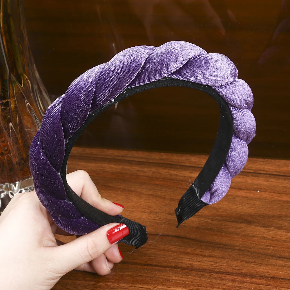Twist Purple LEVAO однотонное бархатное украшение для волос с зубьями аксессуары для волос Корейский Твист повязка на голову для женщин и девочек - Цвет: Twist Purple
