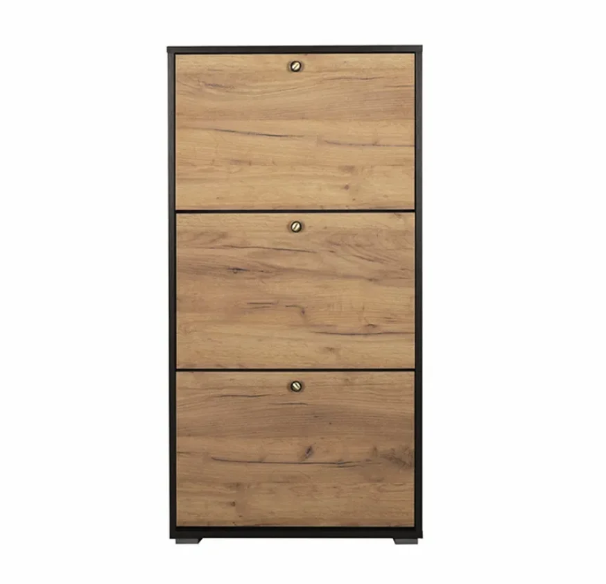 VERTICAL SHOES cabinet Shoe rack three folding shoe racks Wenge Golden Oak CRAFT chipboard 60x25x118.2 cm | Дом и сад
