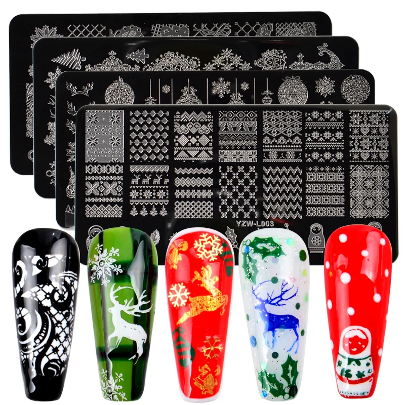 

1PC Butterfly Christmas Steel Nail Stamping Plate Flower Lace Leaf Jewelry Image Geometric Polish Stencil Nail Art Template