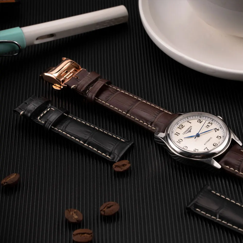 OT для мужчин G заменитель Longines полный спектр кожаный ремешок бабочка двойная кнопка водонепроницаемый дышащий для мужчин и женщин часы полосы
