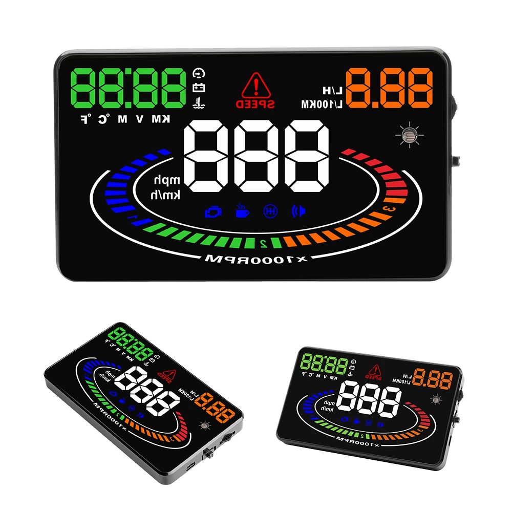 OBD2 HUD Автомобильный дисплей 5," светодиодный проектор на ветровом стекле OBD сканер скорости топлива Предупреждение сигнализация данные диагностический инструмент система