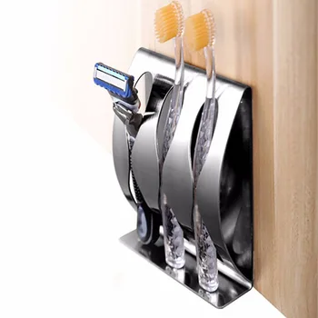 

Stainless Steel Wall Toothbrush Holder Tooth Brush Organizer Box Non-Sucker Decorative Bathroom Accessories
