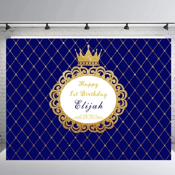 

BEIPOTO Boy royal prince backdrop gold glitter crown background baby shower cake dessert table banner photo booth propB-477
