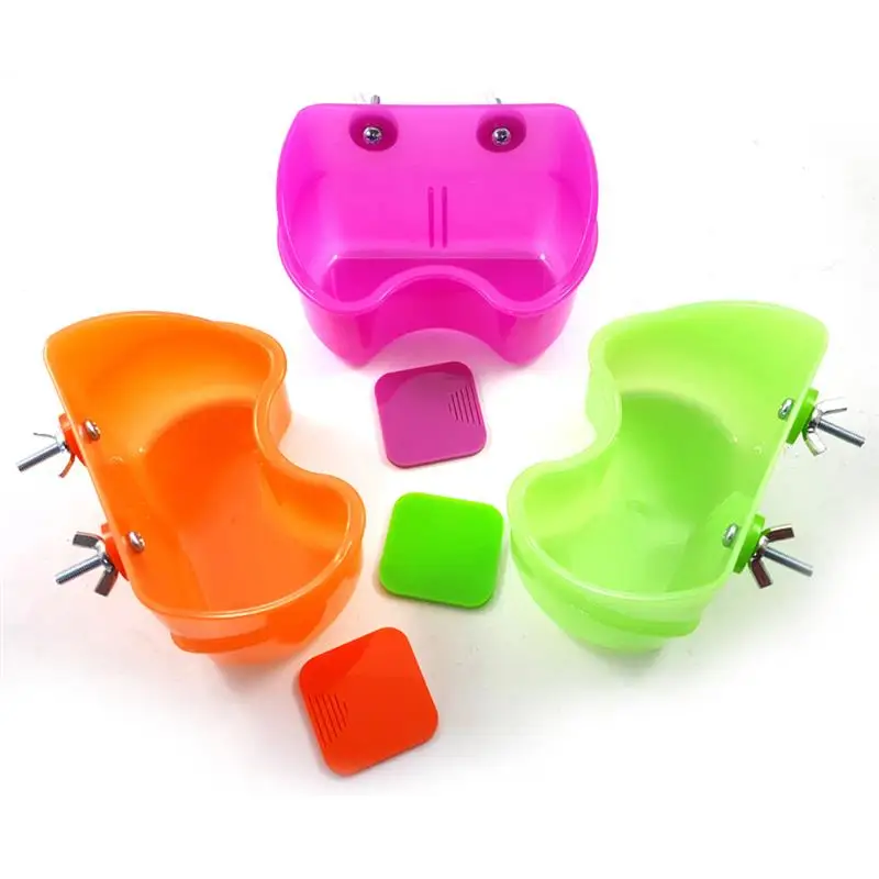 ParrotFoodBowlPlasticBirdCageBowlFlatBottomFeedingCupHanging