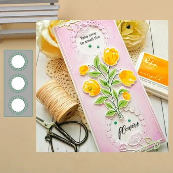 

Lucky Goddess Craft Metal cutting dies Stitched Scallop Circle Scrapbook paper craft knife mould blade punch stencils dies 2019