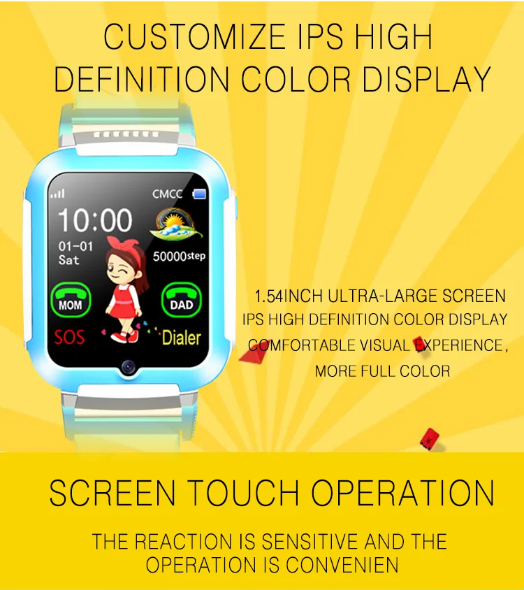 Новые Детские Смарт-часы E7 AGPS LBS Водонепроницаемые Детские умные часы с сенсорным экраном детские наручные часы для iOS Android
