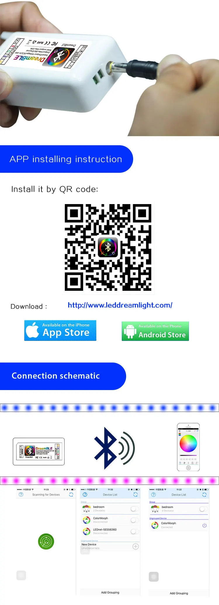 Bluetooth RGBW светодиодный контроллер DC12-24V 10A 3CH/4CH светодиодный мини контроллер на Android и IOS APP для 3528 5050 Светодиодные полосы света